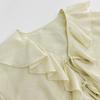 Spring and Autumn Sweet Loose Ruffled Two-Piece Set V-Neck Shirt and Shorts Set for Women