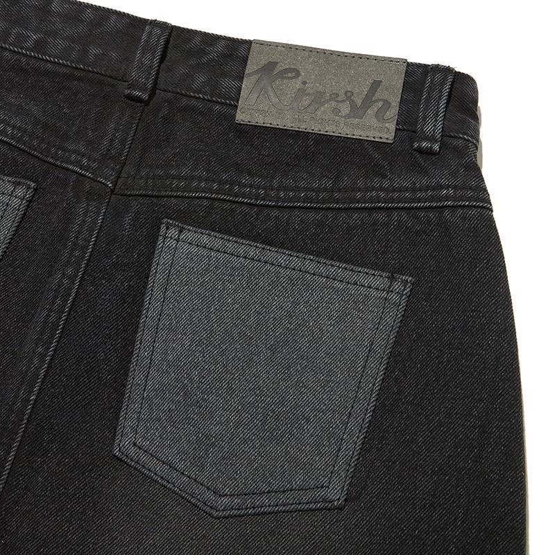 KIRSH Damaged Wash Long Denim Skirt [Black]
