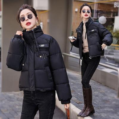 Casaco Puffer Curto Feminino Moda Inverno Solto Casual Estilo Coreano Gola Alta Jaqueta de Algodão