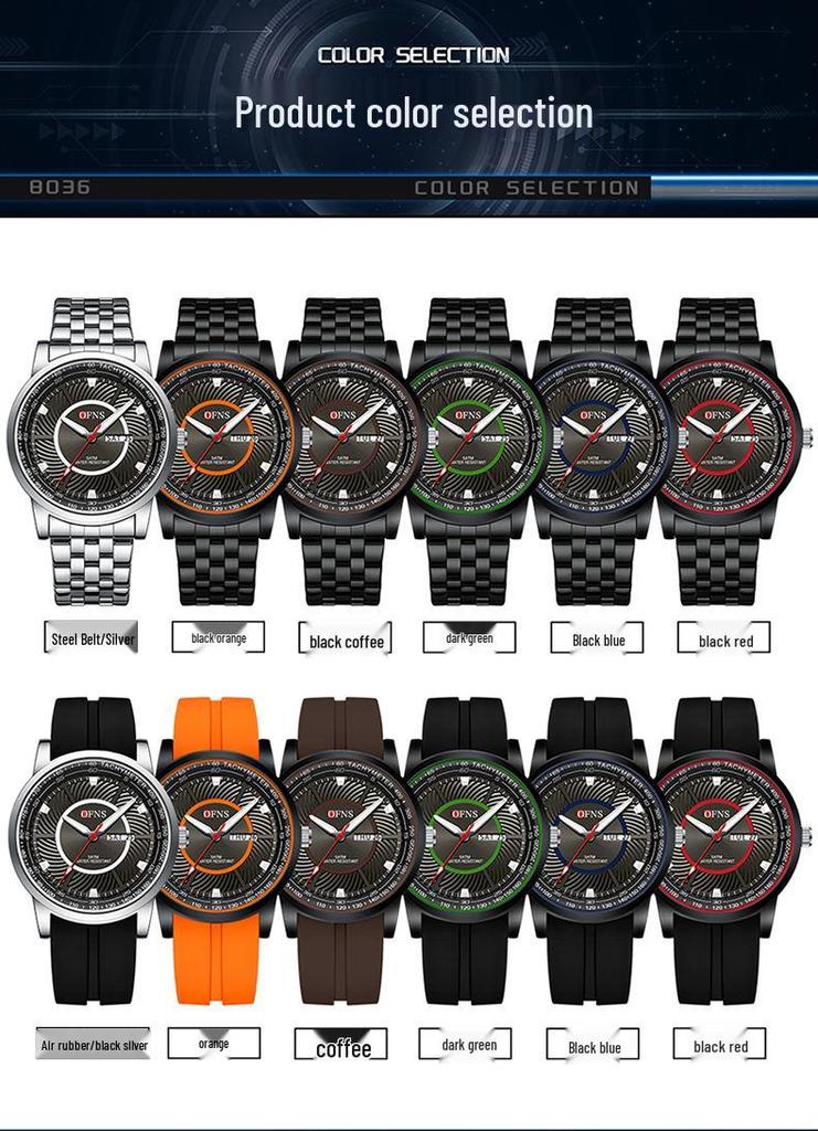 Oufanni Men's Waterproof Quartz Watch - Trendy, Fashionable Business Wristwatch