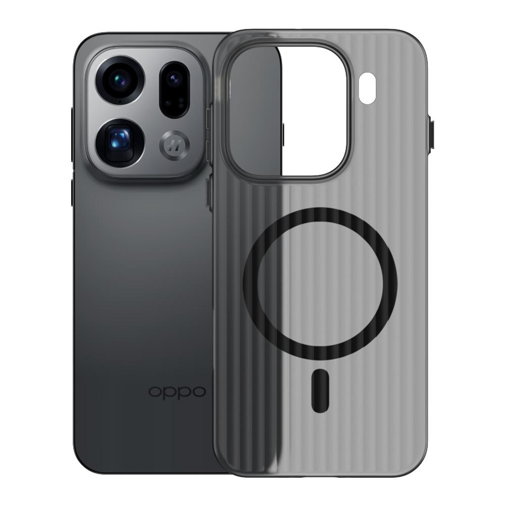 Applicable To OPPO FindX9Pro Mobile Phone Case Corrugated Grating Magnetic Suction Reno14Pro Ice Mist Anti-drop Protective Case