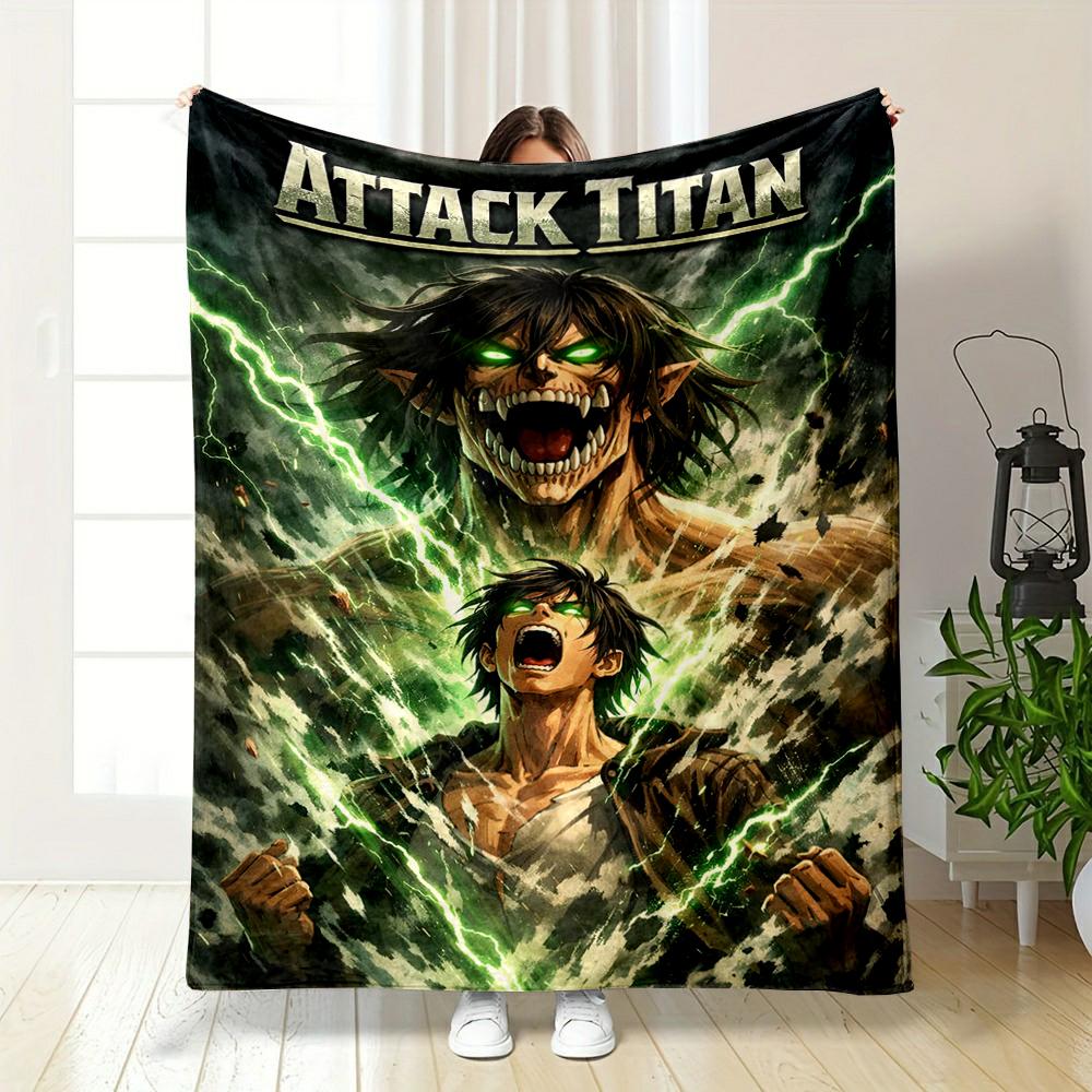 Attack Titan Design Anime Blanket Flannel Blanket for Bedroom, Living Room, Sofa, and Nap Sofas.
