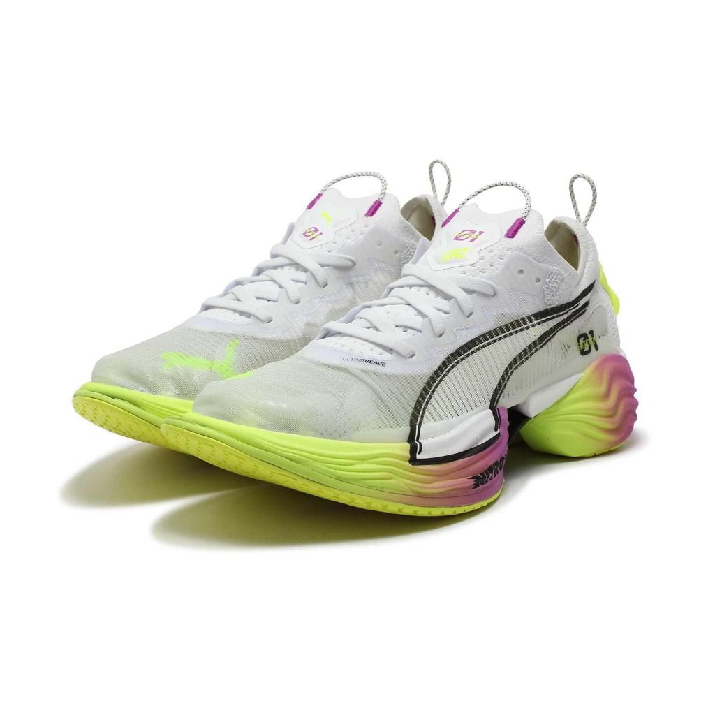 Puma Comfortable Fabric Shock Absorbing Breathable Low Top Running Shoes Women sneaker White Yellow 311905-01