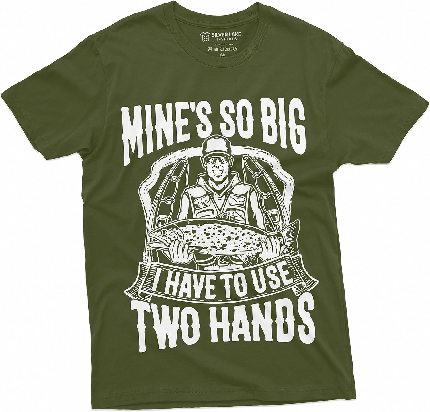 

Men s Funny Fishing Tee Shirt Mine is So Big I Have to use Both Hands Tee Shirt S разноцветный
