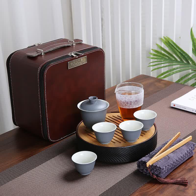 Stone Glaze Portable Travel Tea Set