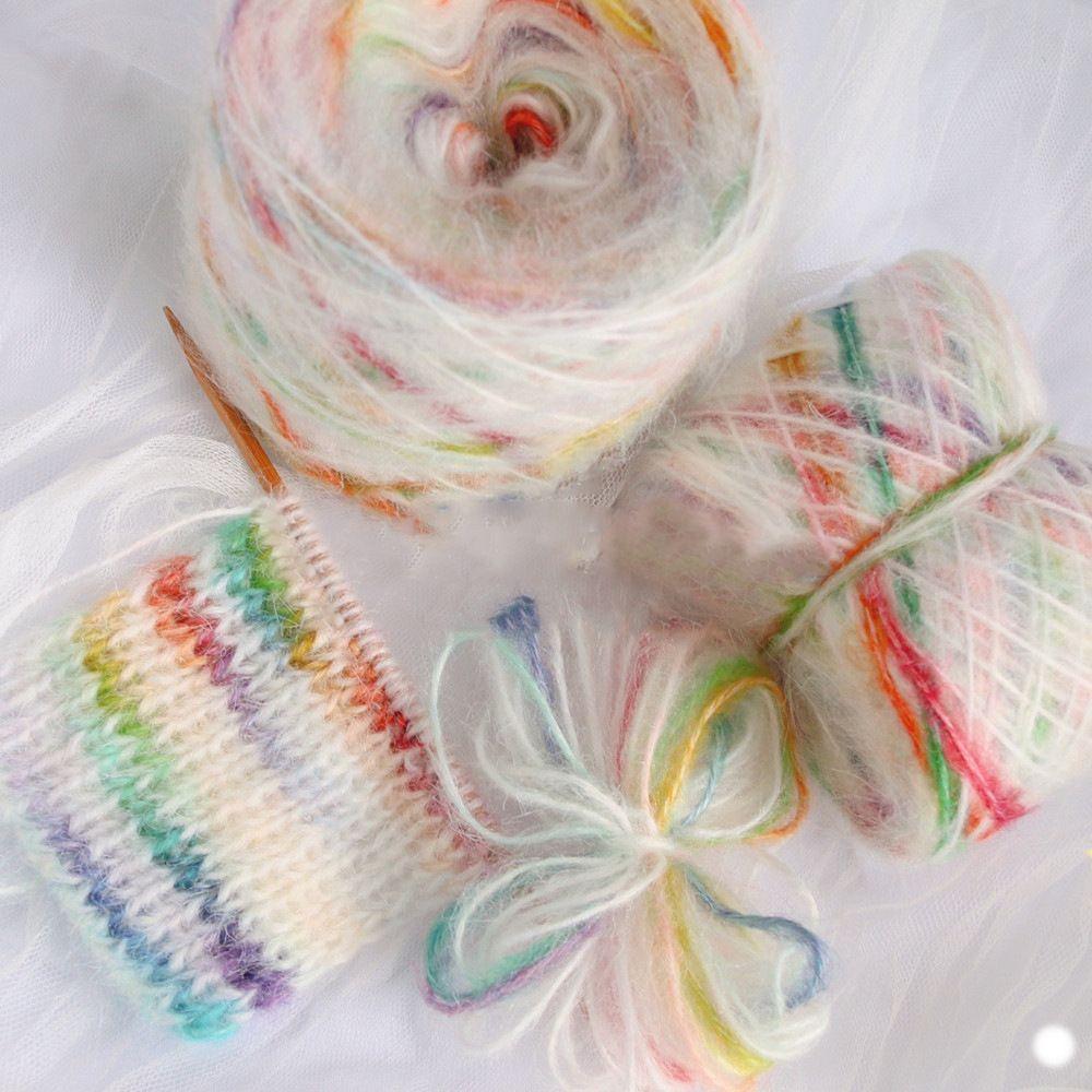 50g Segment Dyed Wool Thread,Gradual Change Colorful Spray Yarn Cashmere Mohair Hand-woven Scarf Sweater DIY Knitting&Crocheting
