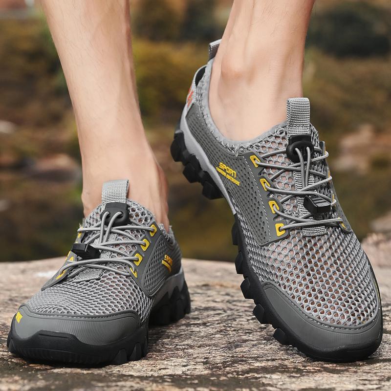 Men Large Size Hollow Mesh Casual Shoes Breathable Walking Summer Sneakers Outdoor Travel Daily Comfort Footwear Lightweight