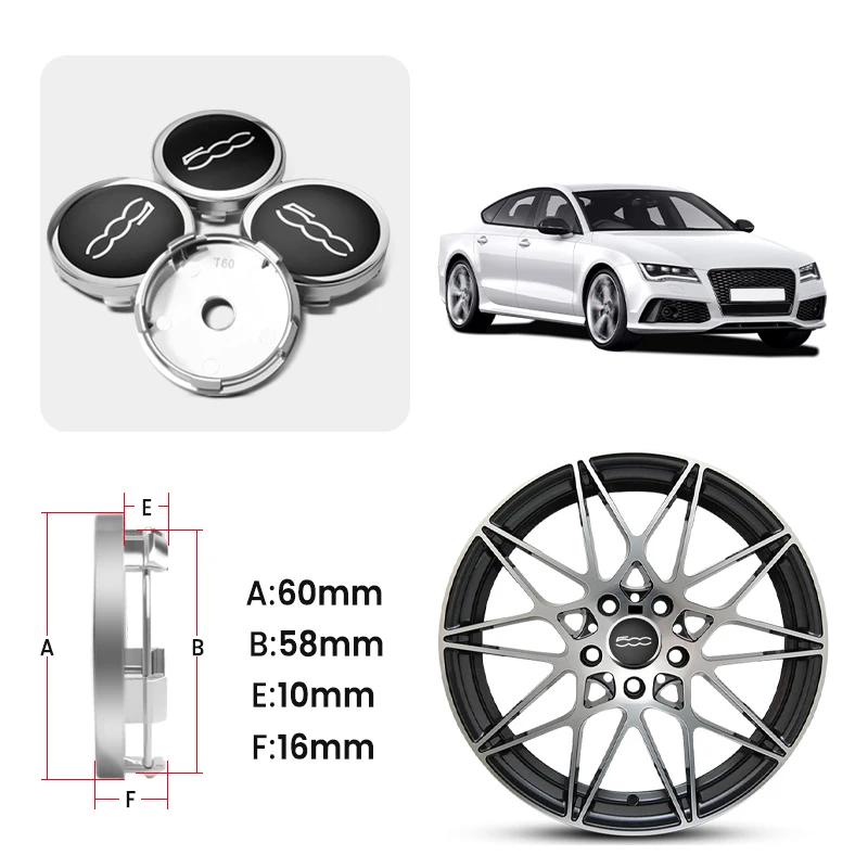 4Pcs 60mm Auto Hub Caps Car Wheel Center Cover Hubcaps Decoration Accessories For Fiat 500 Punto Abarth Stilo Ducato Palio Bravo V7