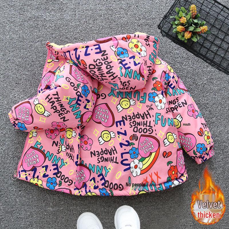 

Girls Fleece-Lined Winter Jacket - Fashionable Baby Girl Baseball Top for Autumn & Winter 90