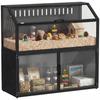 PawHut 2-in-1 Steel and Acrylic Hamster Cage with Storage Cabinet, Black