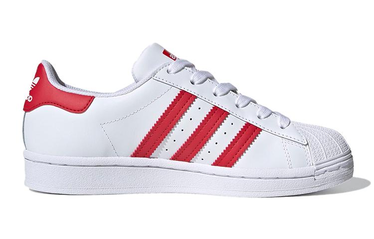 Adidas Originals J Leather Balance Low top Kids' Skateboarding Shoes White Red FW8293