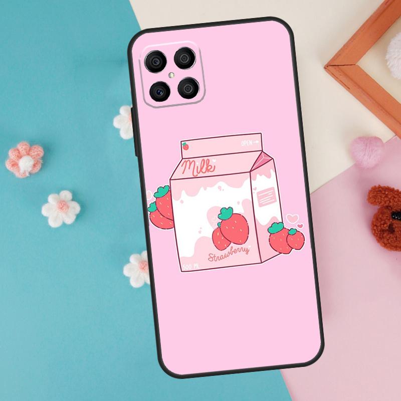 Kawaii Strawberry Milk Case For Honor Magic 7 5 6 Lite Pro Honor X8b X9b X9a X8a X8 X9 X9c 50 70 90 200 Lite Cover