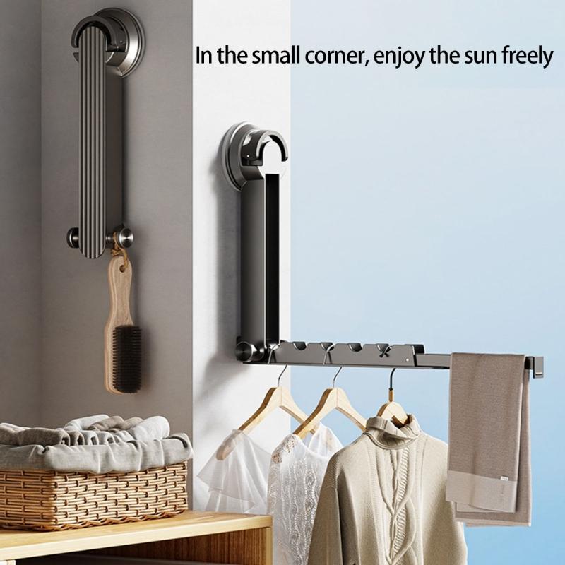Space Saving Expandable Garment Rack With Practical Aluminum Frame Removable Adhesive Hook For Apartments Dorms