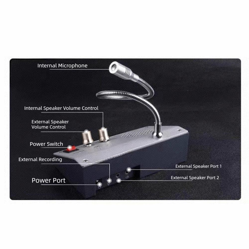 Loud Outer Microphone Counter Speaker System Wired Microphone Interphone System  Office Window