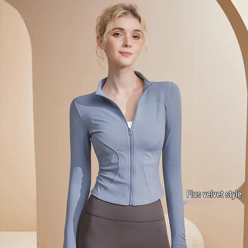 Women's Slim Fit Fleece Fitness Jacket - Long Sleeve Running, Training, Pilates, and Yoga Top