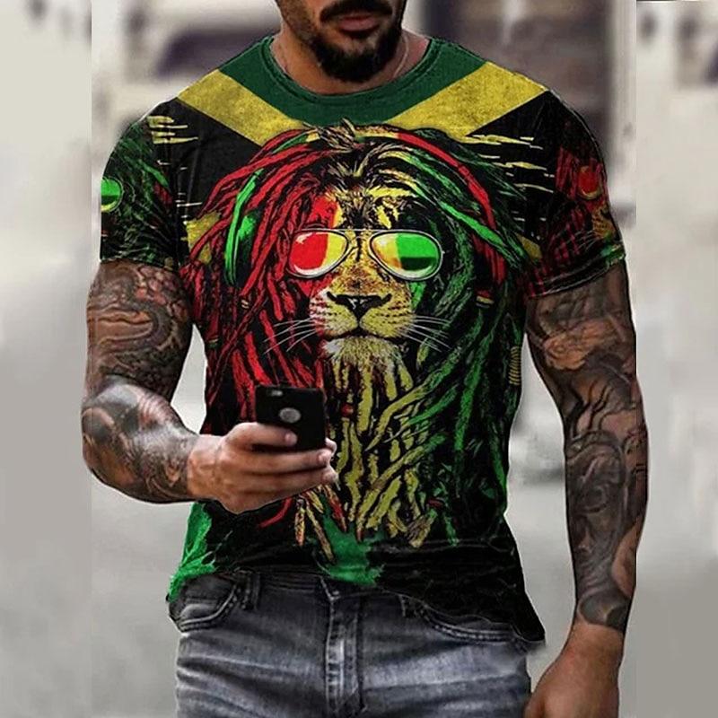 Men's Unisex Lion Graphic Prints T shirt Short Sleeve T shirt 3D Print Crew Neck Shirt Vintage Sports Casual Outdoo