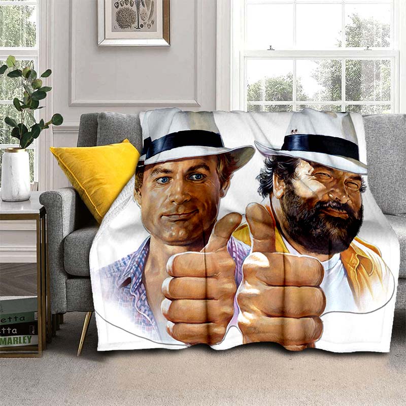 Bud Spencer Terence Hill Wirft Wirft Decke für Kindersofa Reise Wandern Picknick Beding Super Weiche Flanelldecke Geburtstagsgeschenk