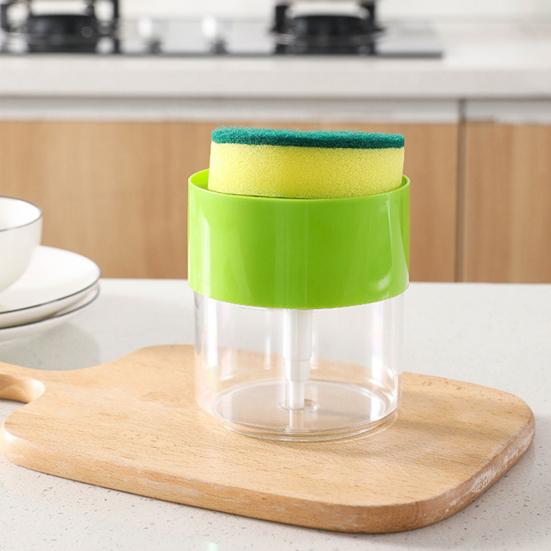 Dispenser Sapone Spugna Rotonda Azionamento a Una Mano Vassoio Inferiore Antigoccia Dispenser Sapone per Bancone Accessori Cucina