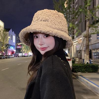 Autumn and Winter Hats for Women Korean Style Trendy Lamb Plush Fisherman Hats  Versatile and Warm  Japanese Outdoor Basin Hats