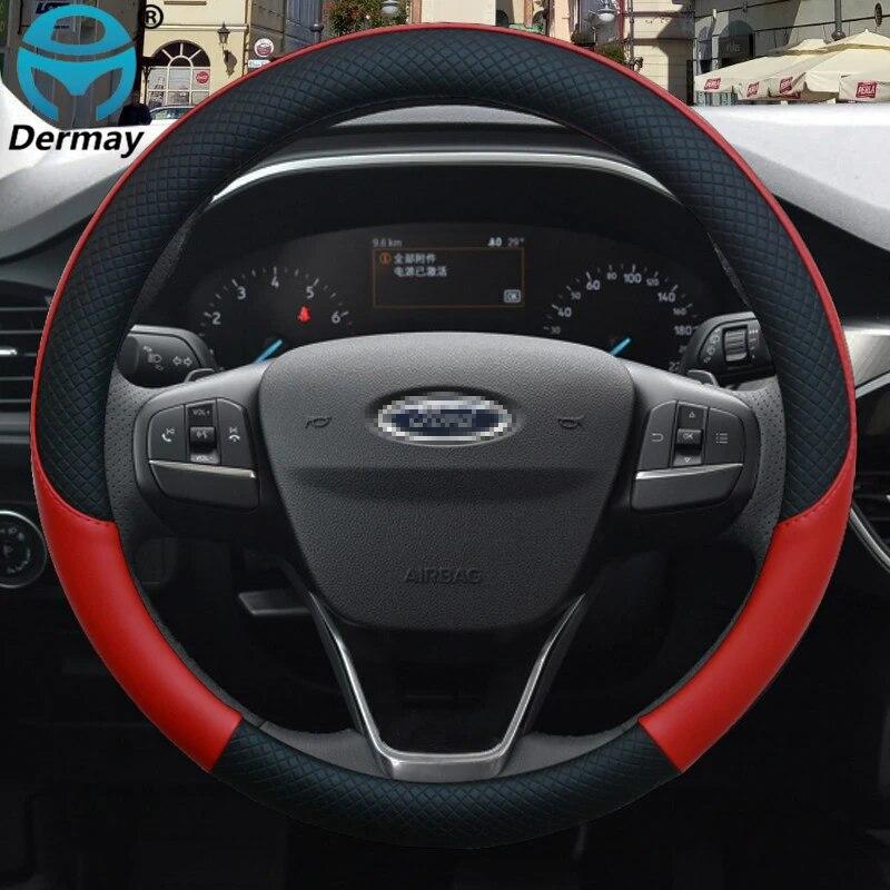 For Ford Escape Kuga I II Van Escape Car Steering Wheel Cover Leather Anti-slip 100% DERMAY Brand Auto Accessories