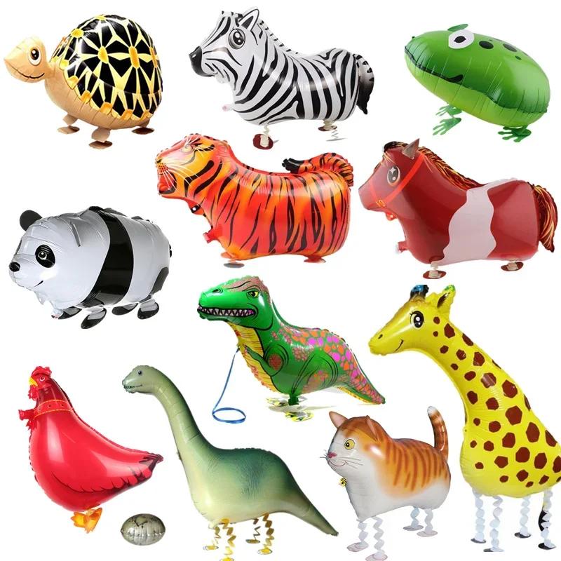 Cute Walking Animals Foil Balloons Pet Cat Giraffe Dinosaur Frogs Walk Helium Balloon Baby Shower Birthday Party Decorations 1Pc