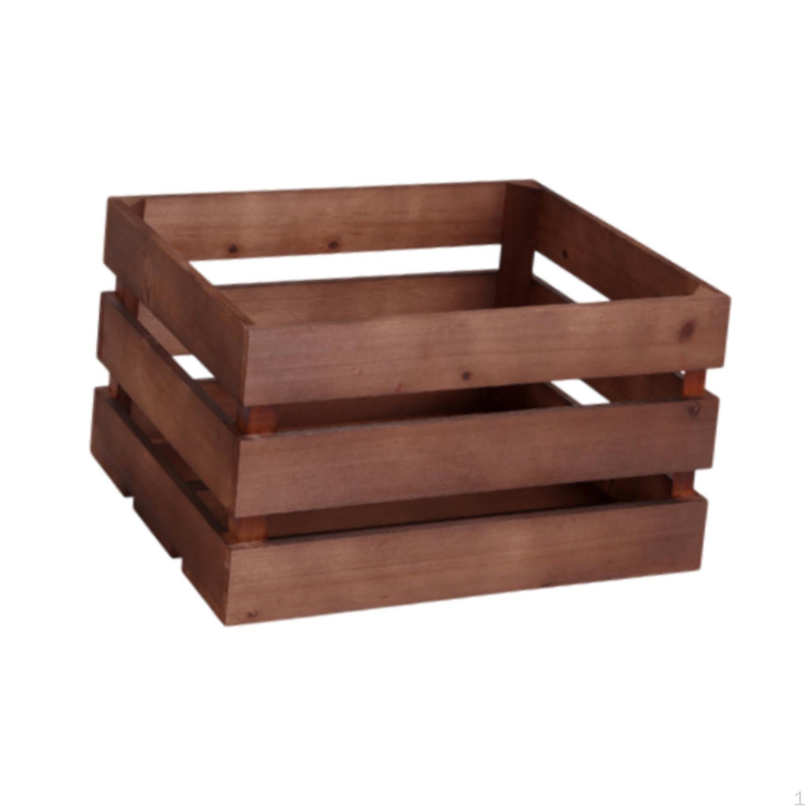 

Деревянный ящик, настольный органайзер для фруктов, декоративная прямоугольная штабелируемая корзина для хранения, коробка для всяких мелочей Dark Color