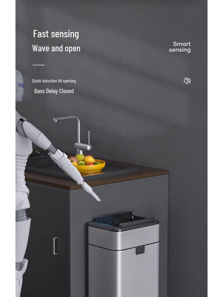 Jieanhui Smart Induction Trash Can with Lid for Bathroom, Kitchen, and Living Room - Automatic Packaging