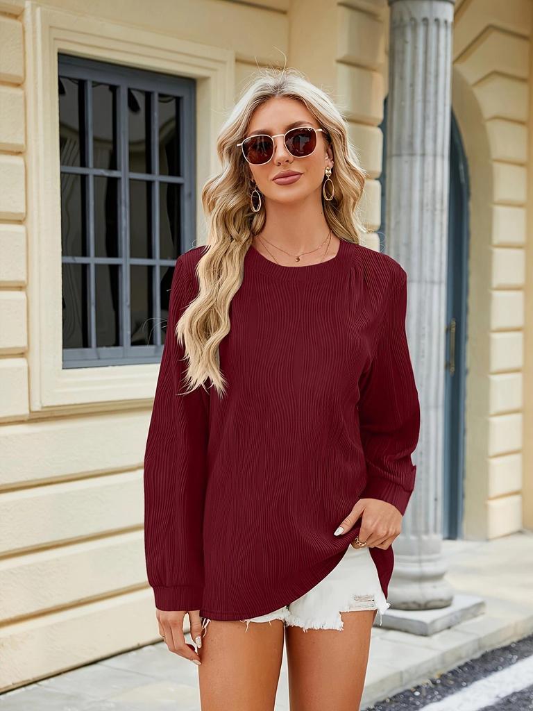 2024 Spring/Summer Women's Solid Color V-Neck Button Casual Shirt