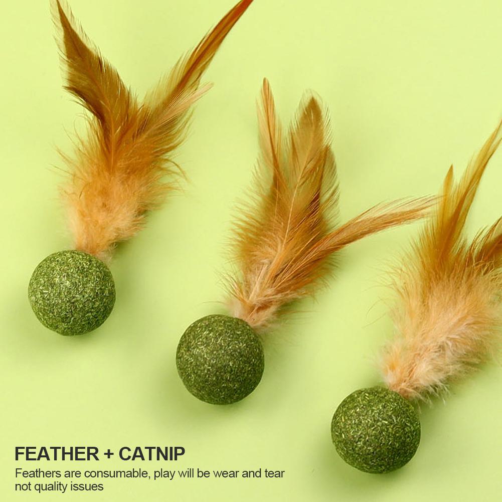 1PC Cat Mint Ball Feather Catnip Ball Self Cleaning Teeth Grinding Ball Feather Toy Ball Pet Toys Cat Supplies Pet Cleaning Tool