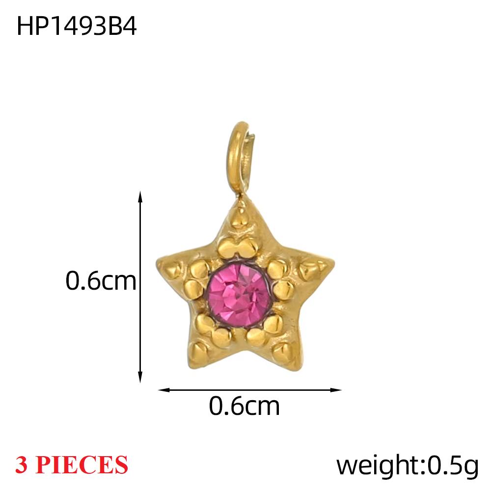 3PCS/LOT CARLIDANA Gold Plated Stainless Steel Colorful Star Pendants Charms for DIY Jewelry Making Necklace Earrings
