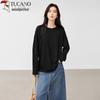 T-shirt à manches longues en pur coton pour femme