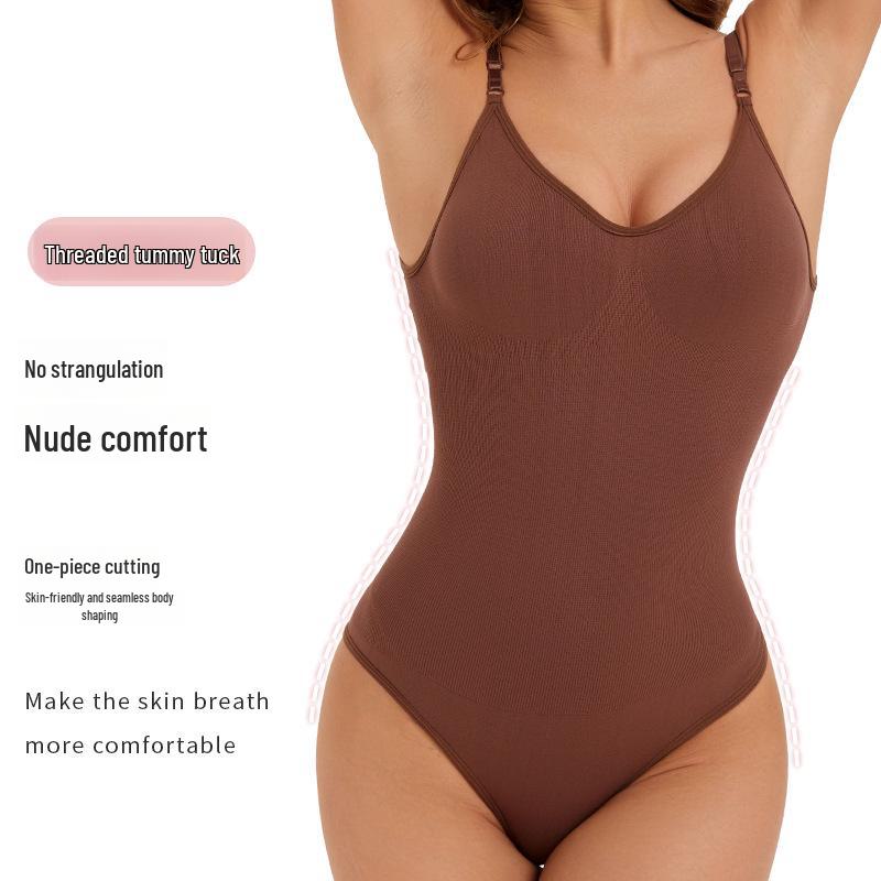 Women's Cross-Border Adjustable Open Crotch Jumpsuit with Tummy Shaping and Seamless Thong