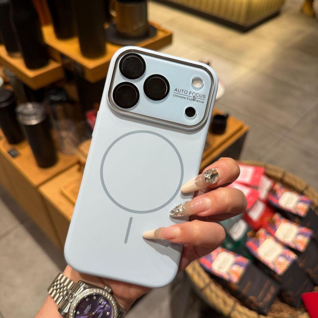 iPhone 17 Magnetic Silicone Window Case with Apple 16 Lens Film, Solid Color Protective Cover