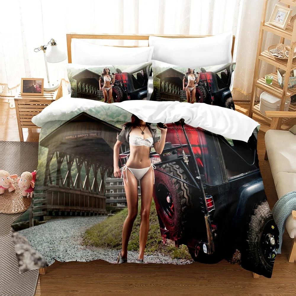 3D Printed Summer Bedding Sexy Bikini Women Bedding Set Down Quilt Cover With Pillowcase Double SIngle King