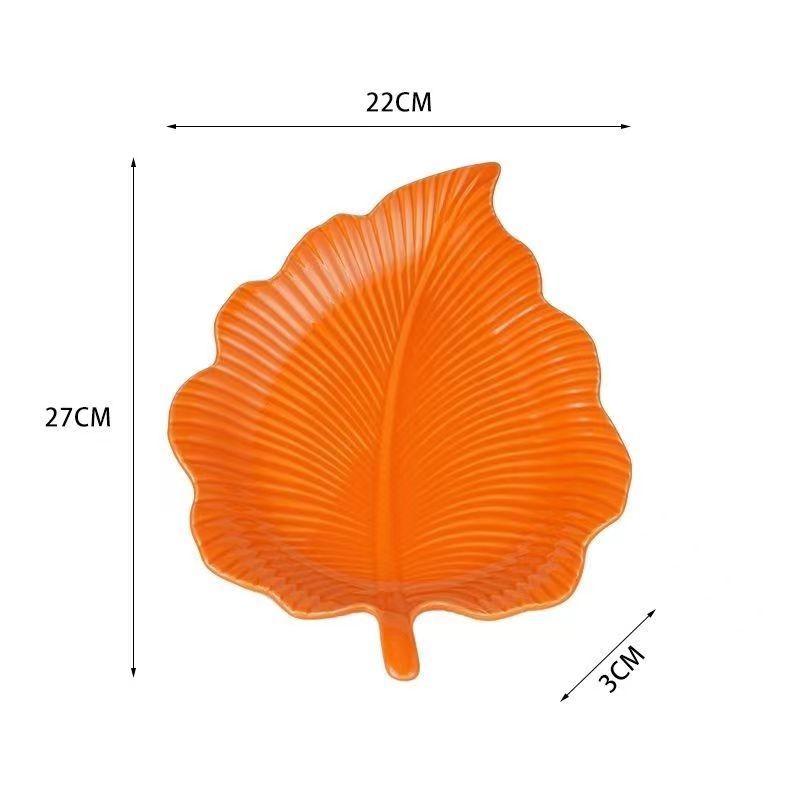 

Новая креативная фруктовая тарелка в форме листа, керамическая фруктовая тарелка из Пномпеня, фруктовая салатная тарелка, семейная тарелка для завтрака, керамическая посуда