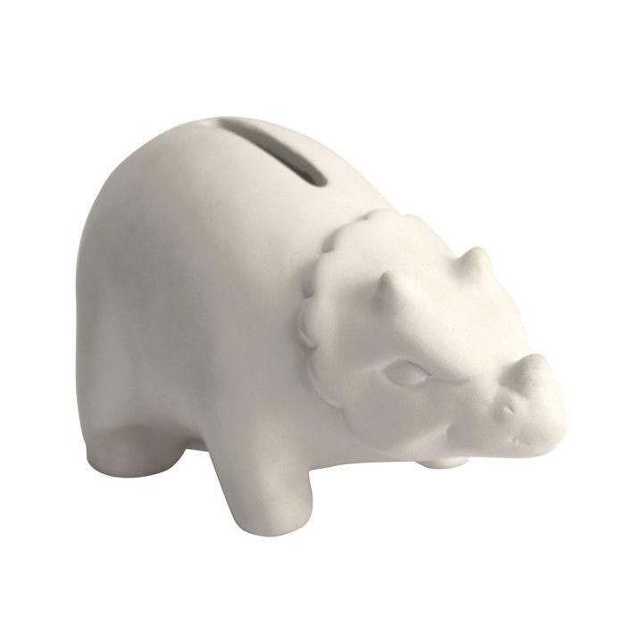 Triceratops Dinosaur Piggy Bank In Ceramic 9 X 7 X 13.5 Cm