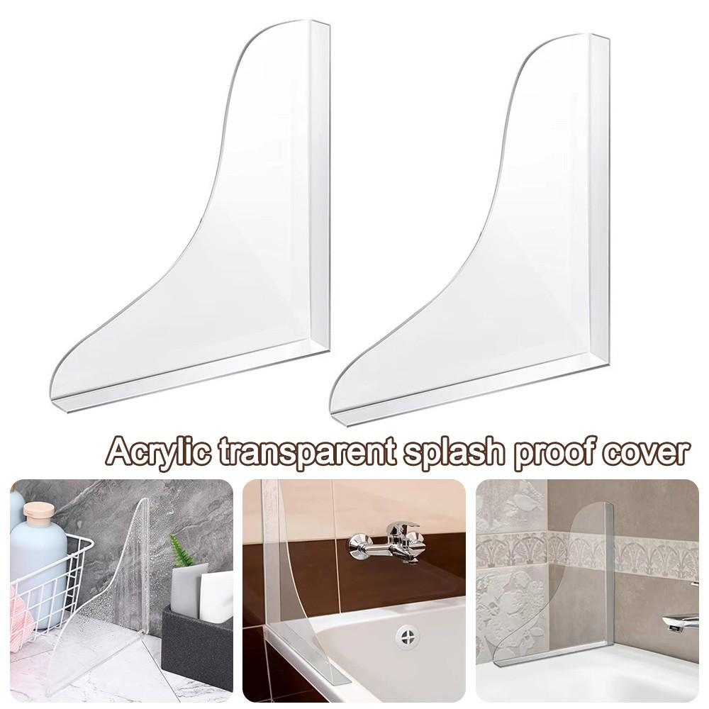 2 Stück Acryl-Badewannen-Spritzschutz Transparent Selbstklebend Wasserabweisende Platte Wasserdicht Einfach zu Installieren Spülbecken-Spritzschutz Dusche