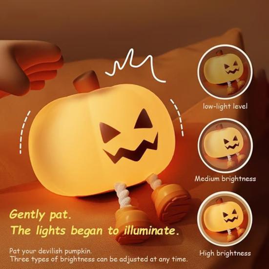 Pumpkin Night Light for Kids Squishy Touch Cute LED Pumpkin Lamp Rechargeable Bedside Lamp for Baby Nursery Toddler