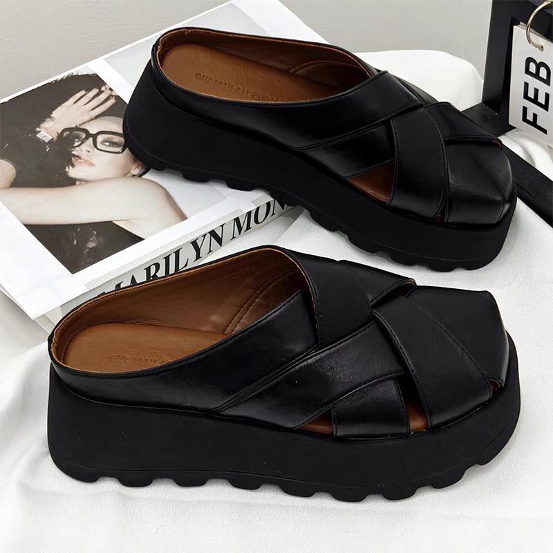 Fashion Flats Women Slippers Platform Slingback Mules Shoes Dress Designer Woman's Sandals 2025 Summer Fashion Slides Zapatos De Mujer