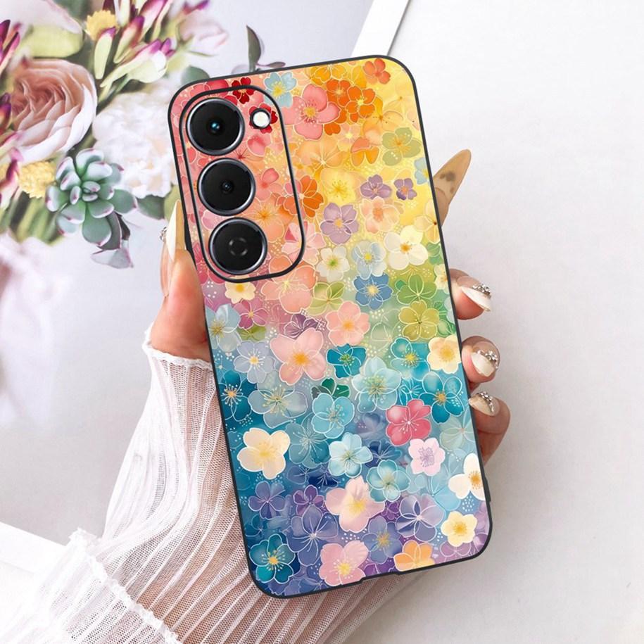 Case For Tecno Spark 40 Pro 40Pro+ 4G Cover Fashion Flower Phone Case Slim Black Silicone Soft Cover For Tecno Spark40 40C Shell