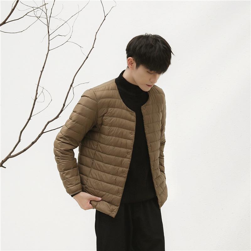 collarless down jacket
