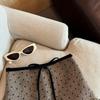 Women's High-Waist Polka Dot Woolen Pleated A-line Short Skirt for Autumn/Winter