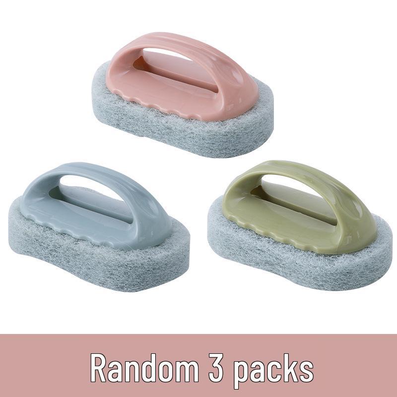 Multifunctional Cleaning Brush with Handle for Kitchen & Bathroom - Powerful Brush & Decontamination Sponge for Tiles & Dishes