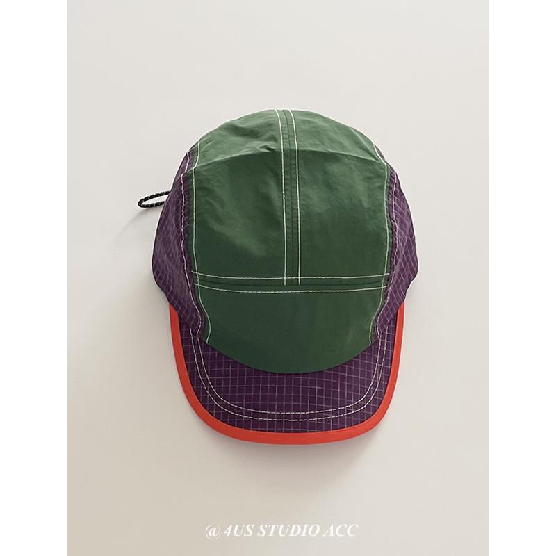Japanese Outdoor Color Matching Quick-drying 5-Panel Baseball Cap Women's Summer Travel Short-brimmed Peaked Hat Men's Sun Cap