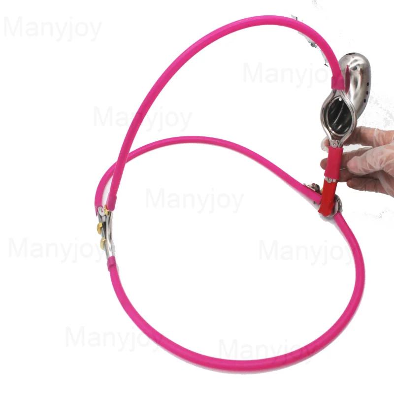 Male Chastity Belt Stainless Steel Chastity Cage with Removable Anal Bead Plug Thigh Ring Metal Bra Slave Penis Restraint Device