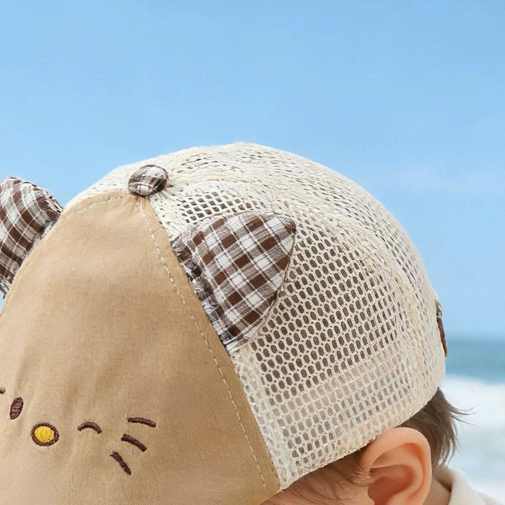 Summer Baby Hat with Cat Ears - Breathable Mesh Beret Baseball Cap for Boys and Girls
