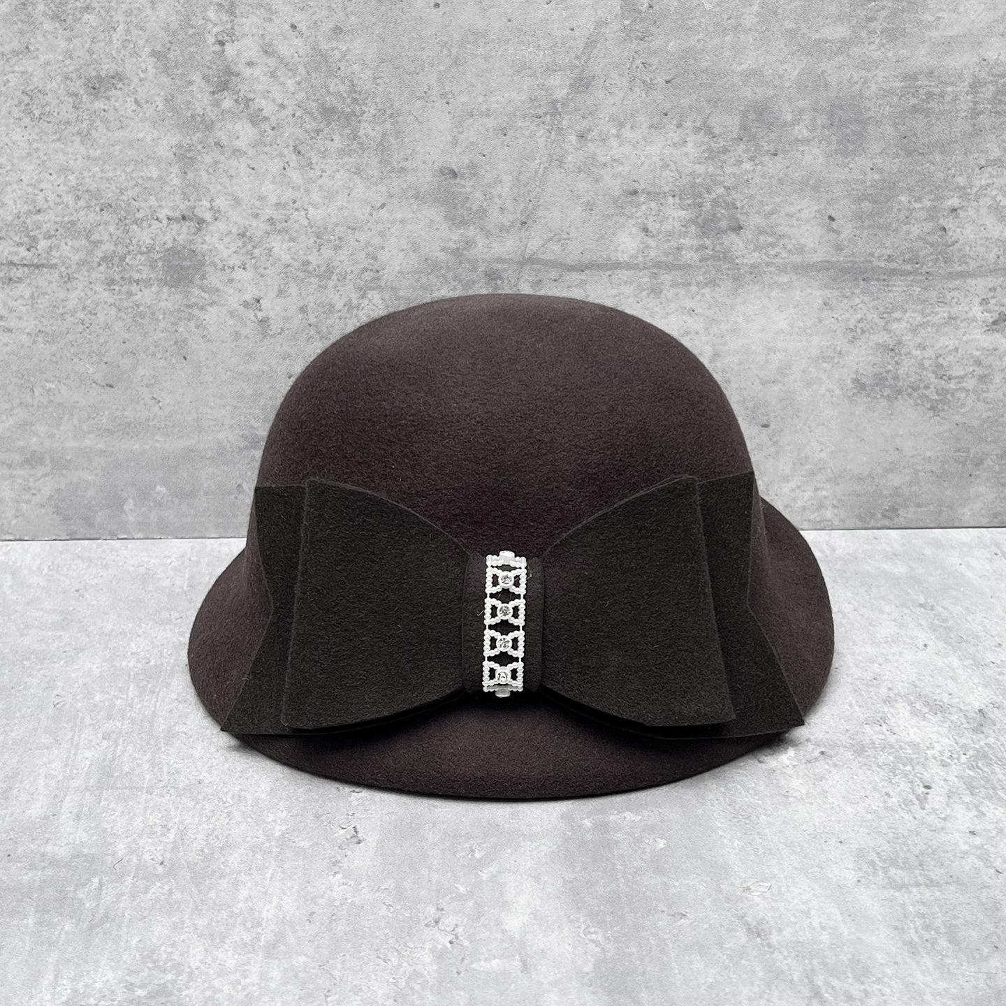 

High-End French Woolen White Top Hat Children Autumn And Winter Hepburn Style Temperament Bucket Hat Big Bow Basin Hat m (56-58cm) - premium quality