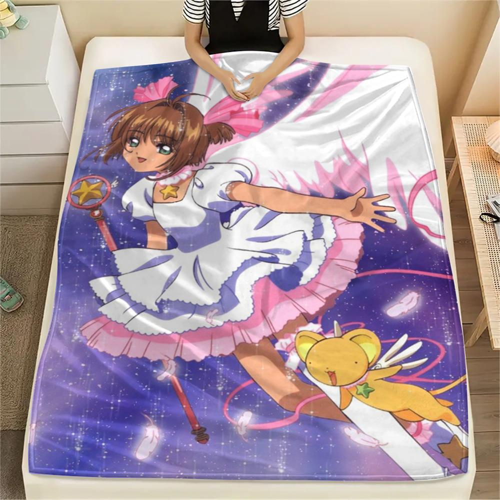 1Pc Anime Sakura Print Flannel Blanket, High Quality Comfortable for All Seasons, Home Decor, Warmth and Comfort, Perfect for Christmas Gifts