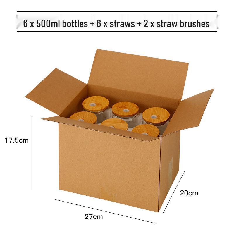 16oz High-Value Transparent Cola Cup with Bamboo Lid & Borosilicate Glass Straw, Logo Printed.
