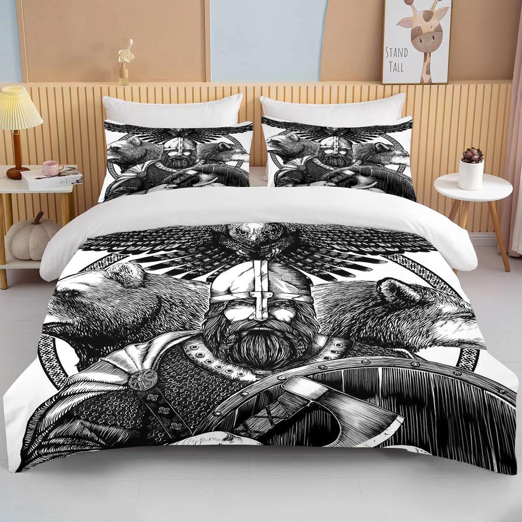 10 Sizes Cartoon Viking Bedding Set Anime Characters Duvet Cover Set 3D Quilt Bed Set Queen King Size Kids Boys Home Textile